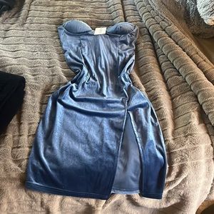 Strapless bodycon dress with slit